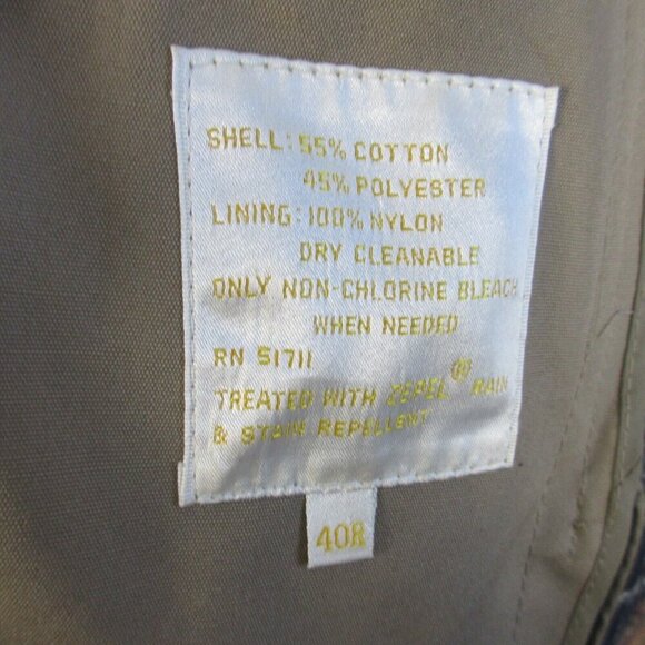 ROC Men Trench Coat Double Breasted Belted Long Jacket Overcoat 40R Khaki 1596 - Picture 5 of 16